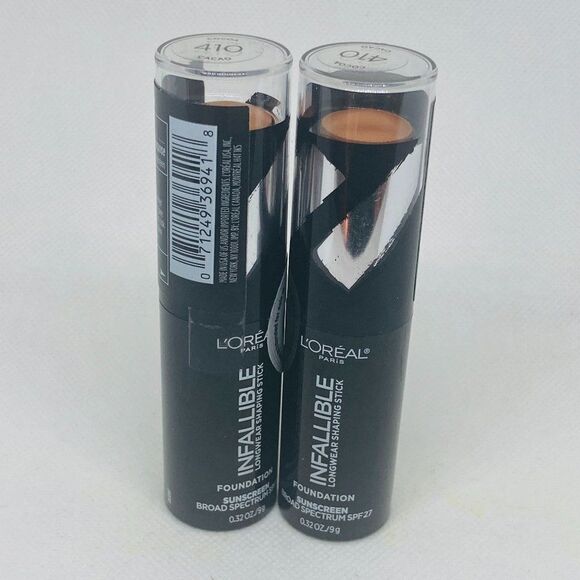 LORÉAL PARiS INFALLIBLE Longwear Shaping Stick Foundation 410 Cacao 0.32oz/9g - Picture 1 of 3